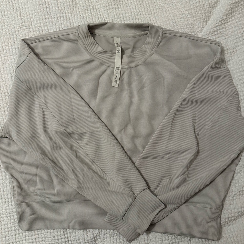 Lululemon ribbed softstreme perfectly oversized cropped crew - cream - size 6